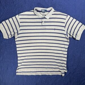 VNTG Polo by Ralph Lauren Mens Striped Polo Shirt Cotton Purple Joker USA HOLES!